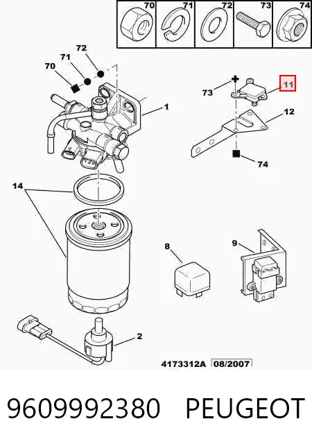 9609992380 Peugeot/Citroen Датчик наддува