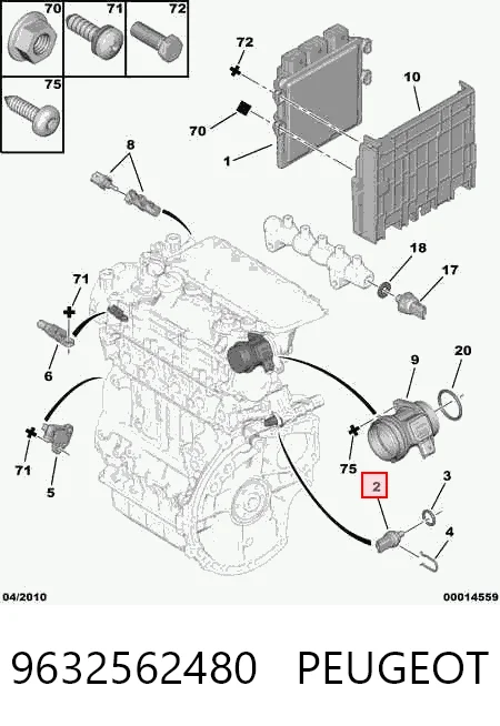 9632562480 Peugeot/Citroen Покажчик температури охолоджуючої рідини