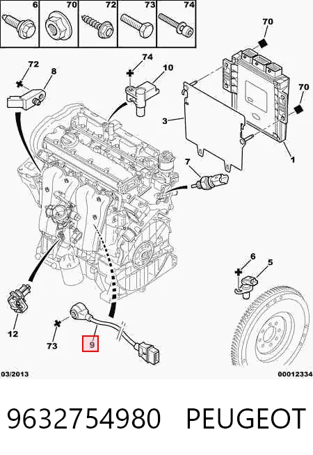 9632754980 Peugeot/Citroen Датчик детонації