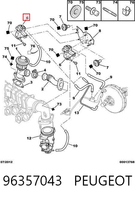 96357043 Peugeot/Citroen Клапан перетворювач тиску наддуву (соленоїд)