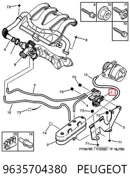 9635704380 Peugeot/Citroen Клапан перетворювач тиску наддуву (соленоїд)