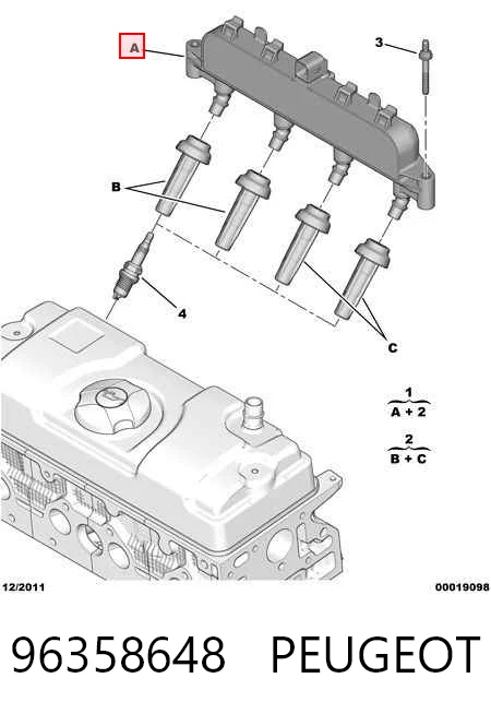 96358648 Peugeot/Citroen Котушка запалювання
