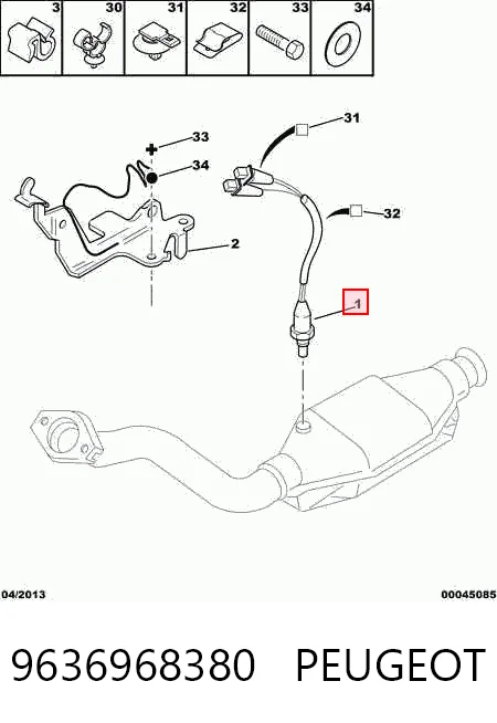 9636968380 Peugeot/Citroen Лямбда зонд після каталізатора