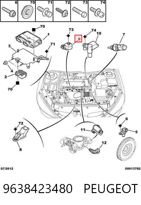 9638423480 Peugeot/Citroen Датчик детонації