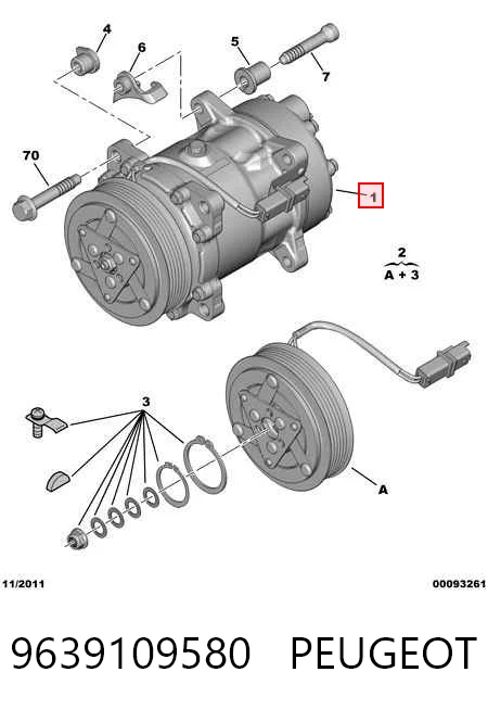 9639109580 Peugeot/Citroen Компресор холодоагенту