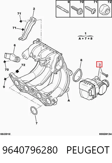 9640796280 Peugeot/Citroen Дросільна заслінка в зборі