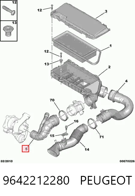 9642212280 Peugeot/Citroen Гофра витратоміра повітря