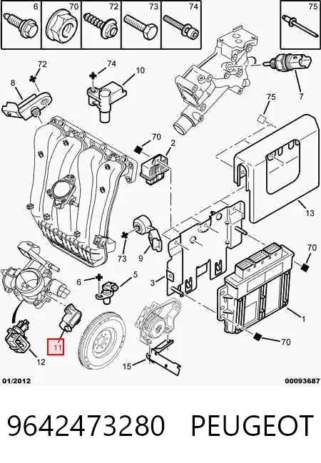 9642473280 Peugeot/Citroen Датчик положення дросельної заслінки (потенціометр)