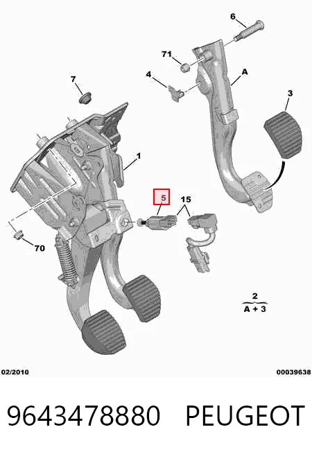 9643478880 Peugeot/Citroen Лягушка стоп-сигналу