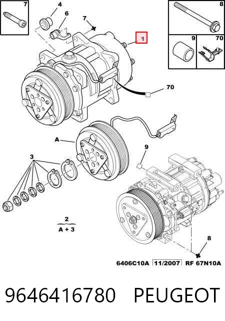 9646416780 Peugeot/Citroen Компресор холодоагенту