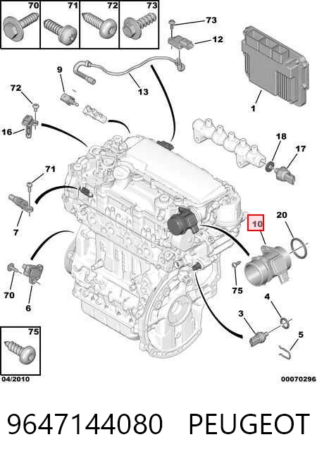 9647144080 Peugeot/Citroen Датчик витрати повітря