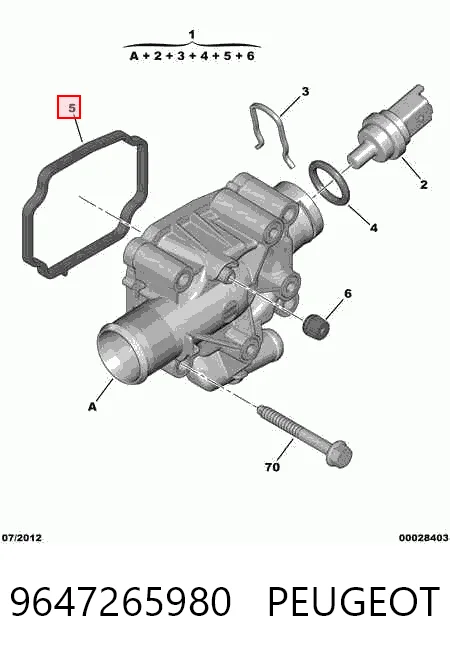 9647265980 Peugeot/Citroen Корпус термостата в зборі