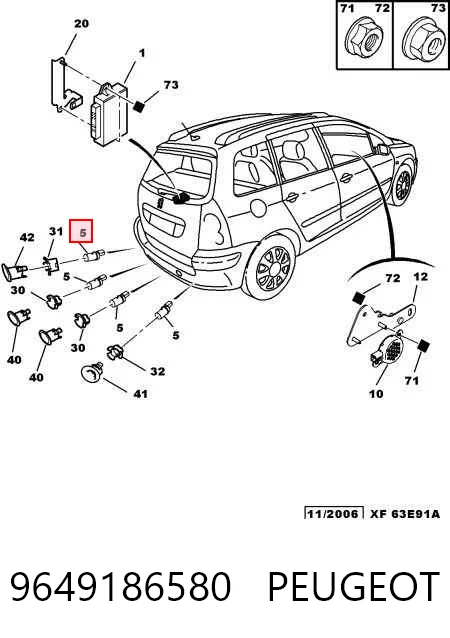 9649186580 Peugeot/Citroen Датчик сигналізації парковки (парктронік), задній
