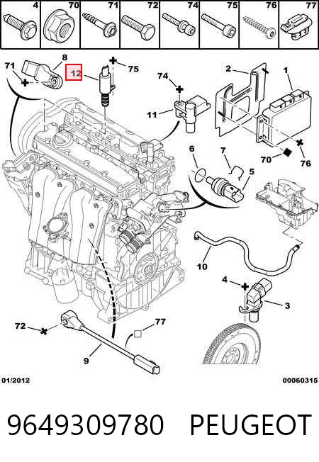 9649309780 Peugeot/Citroen Клапан електромагнітний положення розподільного