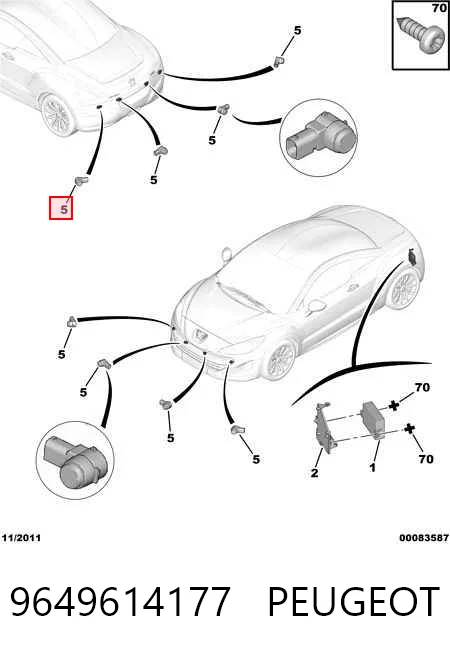 9649614177 Peugeot/Citroen Датчик сигналізації парковки (парктронік), задній