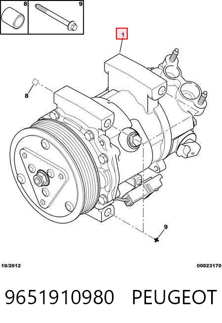 9651910980 Peugeot/Citroen Компресор холодоагенту