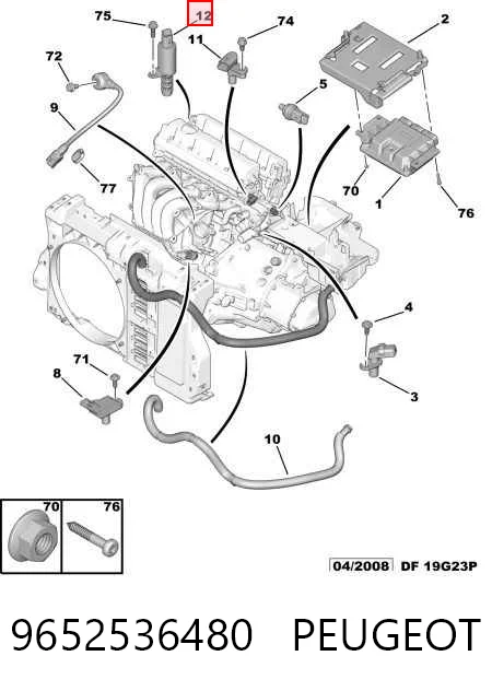 9652536480 Peugeot/Citroen Клапан електромагнітний положення розподільного