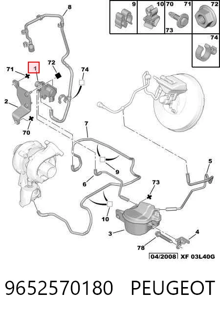 9652570180 Peugeot/Citroen Клапан перетворювач тиску наддуву (соленоїд)