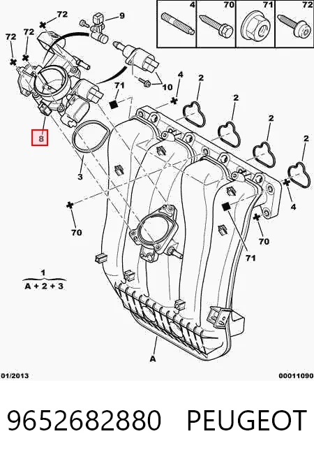 9652682880 Peugeot/Citroen Дросільна заслінка в зборі