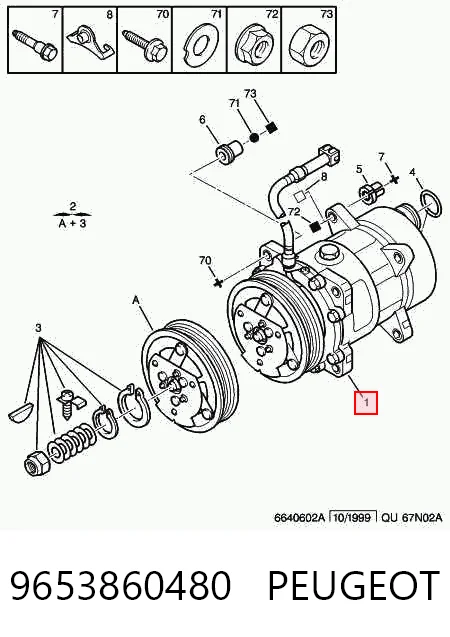 9653860480 Peugeot/Citroen Компресор холодоагенту