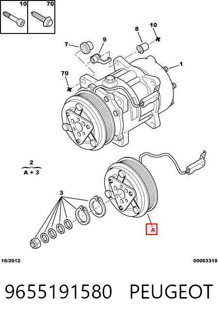 9655191580 Peugeot/Citroen Компресор холодоагенту
