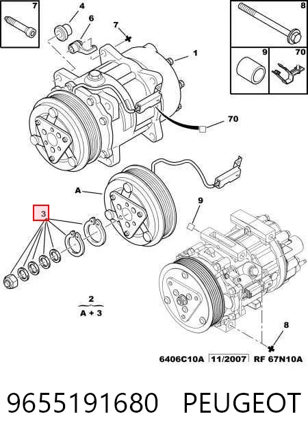 9655191680 Peugeot/Citroen Компресор холодоагенту