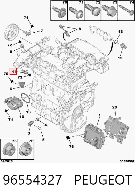 96554327 Peugeot/Citroen Датчик температури повітряної суміші