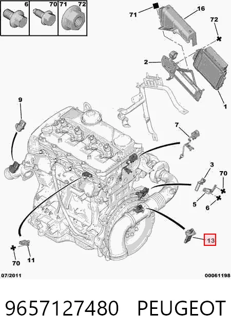 9657127480 Peugeot/Citroen Датчик витрати повітря