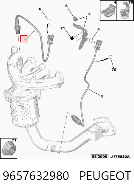 9657632980 Peugeot/Citroen Лямбдазонд, датчик кисню до каталізатора