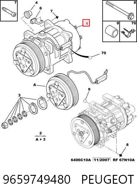 9659749480 Peugeot/Citroen Компресор холодоагенту