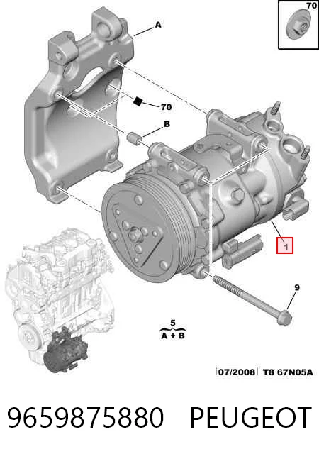 9659875880 Peugeot/Citroen Компресор холодоагенту