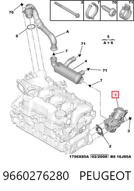 9660276280 Peugeot/Citroen Клапан рециркуляції відпрацьованих газів EGR