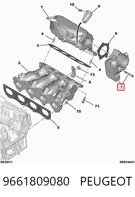 9661809080 Peugeot/Citroen Дросільна заслінка в зборі