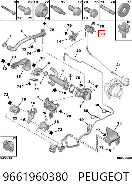 9661960380 Peugeot/Citroen Клапан перетворювач тиску наддуву (соленоїд)
