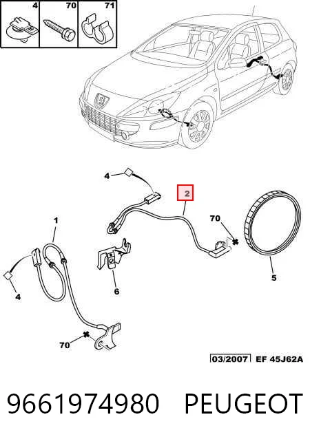 9661974980 Peugeot/Citroen Датчик АБС (ABS) задній