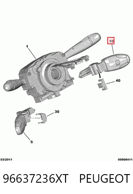 96637236XT Peugeot/Citroen Перемикач підрульовий, управління аудіо системою