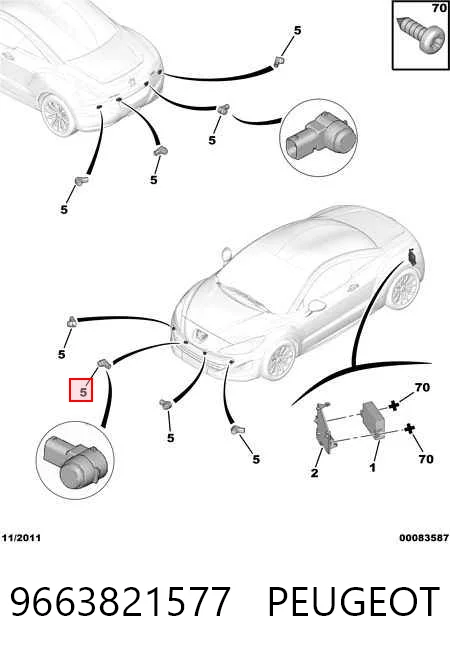9663821577 Peugeot/Citroen Датчик сигналізації парковки (парктронік), задній