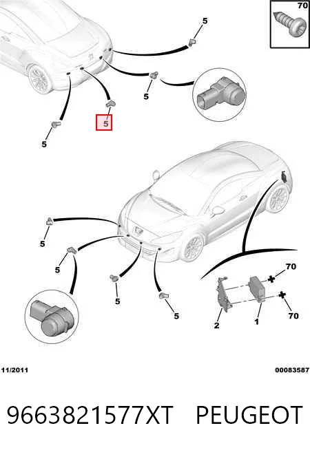 9663821577XT Peugeot/Citroen Датчик сигналізації парковки (парктронік), задній