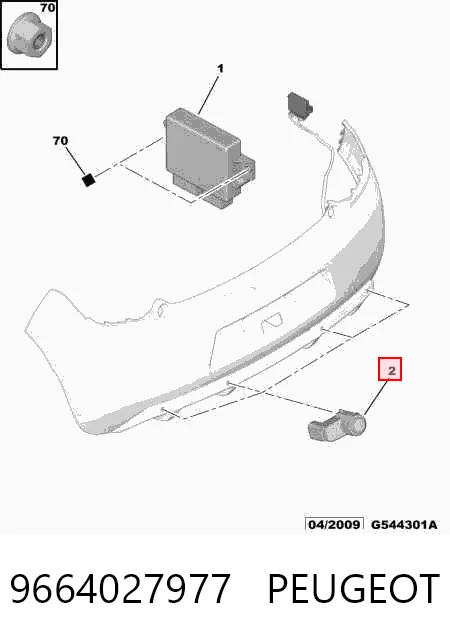 9664027977 Peugeot/Citroen Датчик сигналізації парковки (парктронік), задній