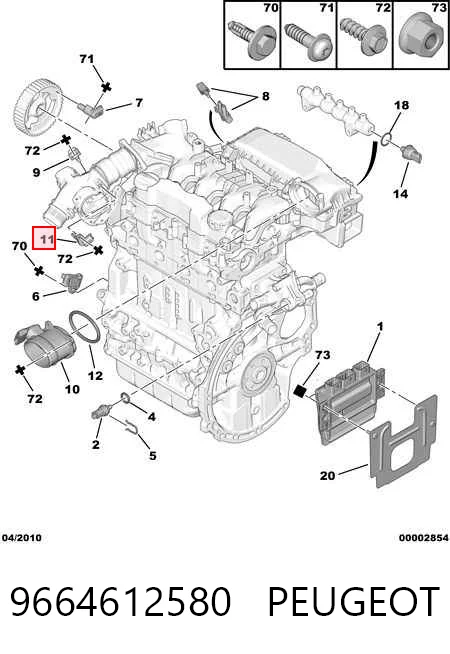 9664612580 Peugeot/Citroen Датчик температури повітряної суміші