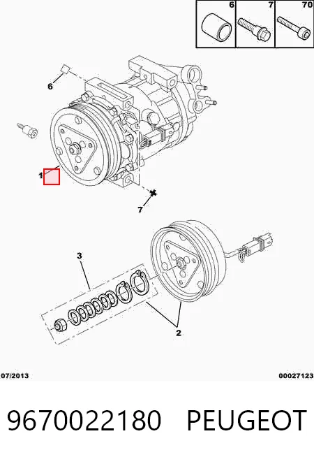9670022180 Peugeot/Citroen Компресор холодоагенту