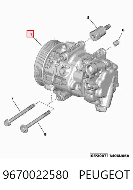9670022580 Peugeot/Citroen Компресор холодоагенту