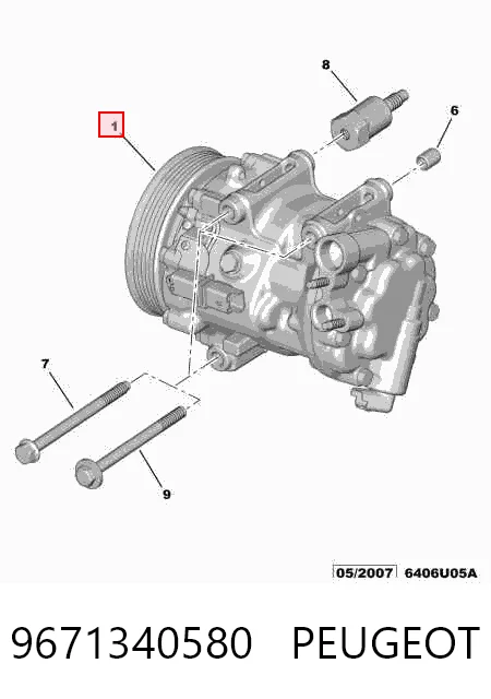 9671340580 Peugeot/Citroen Компресор холодоагенту
