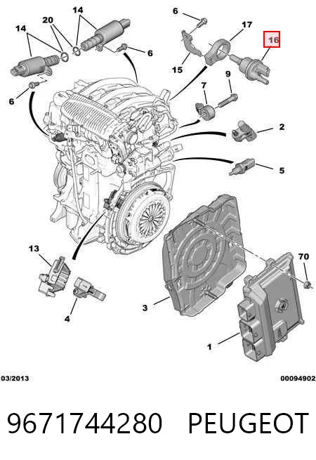 9671744280 Peugeot/Citroen Клапан PCV (вентиляції картерних газів)
