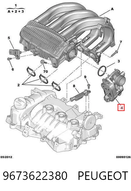 9673622380 Peugeot/Citroen Дросільна заслінка в зборі