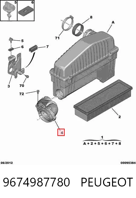 9674987780 Peugeot/Citroen Патрубок повітряний, вхід повітряного фільтра