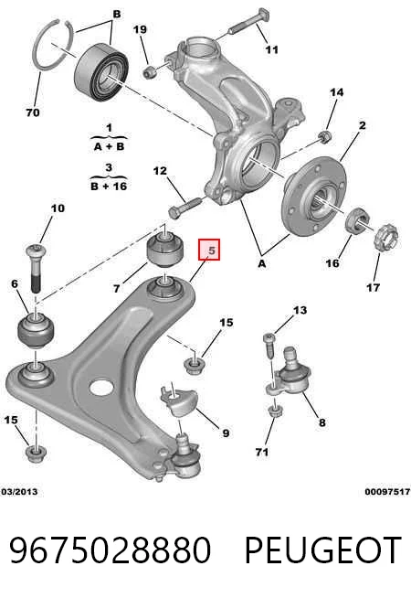 9675028880 Peugeot/Citroen Важіль передньої підвіски нижній, правий