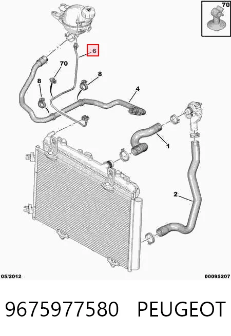 9675977580 Peugeot/Citroen Шланг розширювального бачка, нижній