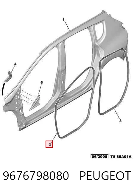 9676798080 Peugeot/Citroen Ущільнювач двері передньої (на кузові)