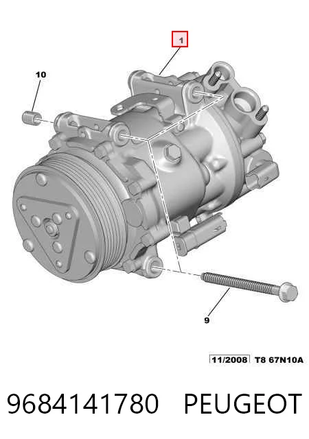9684141780 Peugeot/Citroen Компресор холодоагенту